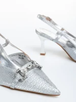 Sandale dama argintii din piele ecologica Darcey