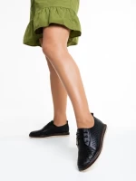 Pantofi casual dama negri cu maro din piele naturala Trini