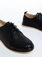 Pantofi casual dama negri cu maro din piele naturala Trini