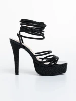 Sandale dama negre din piele ecologica Sameria