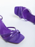 Sandale dama mov din piele ecologica lacuita Silena