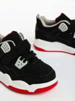 Pantofi sport copii negri cu rosu din piele ecologica Rayan