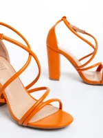 Sandale dama portocalii din piele ecologica Claribel