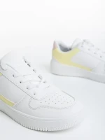 Pantofi sport dama albi cu galben din piele ecologia Sameria