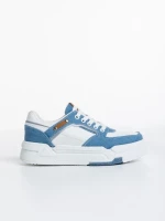 Pantofi sport dama albi cu albastru deschis din piele ecologica Tasnia