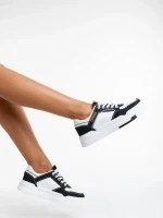 Pantofi sport dama negri cu alb din piele ecologica Tasnia