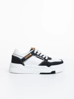 Pantofi sport dama negri cu alb din piele ecologica Tasnia