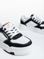 Pantofi sport dama negri cu alb din piele ecologica Tasnia