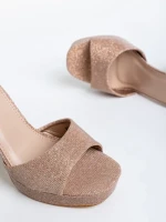 Sandale dama bronz din material textil Teran