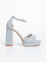 Sandale dama argintii din material textil Teran