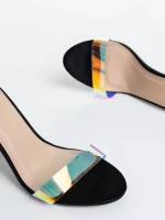 Sandale dama negre din material textil Sabra