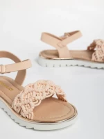 Sandale copii roz din material textil si piele ecologica Cabria