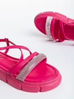 Sandale dama fucsia din piele ecologica lacuita Sayda