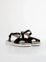 Sandale copii negre din material textil si piele ecologica Cabria