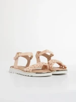 Sandale copii roz din material textil si piele ecologica Cabria