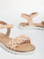 Sandale copii roz din material textil si piele ecologica Cabria