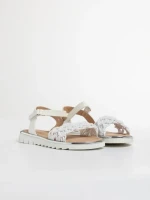 Sandale copii albe din material textil si piele ecologica Cabria