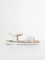 Sandale copii albe din material textil si piele ecologica Cabria