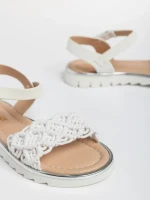 Sandale copii albe din material textil si piele ecologica Cabria