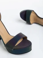 Sandale dama gri iridescent din piele ecologica Seana