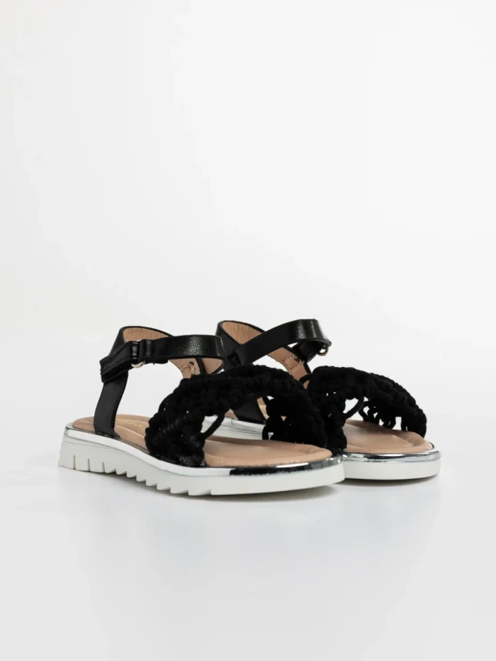 Sandale copii negre din material textil si piele ecologica Cabria