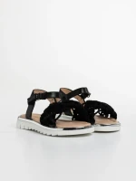 Sandale copii negre din material textil si piele ecologica Cabria