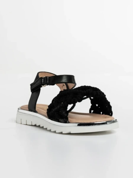 Sandale copii negre din material textil si piele ecologica Cabria