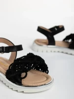 Sandale copii negre din material textil si piele ecologica Cabria