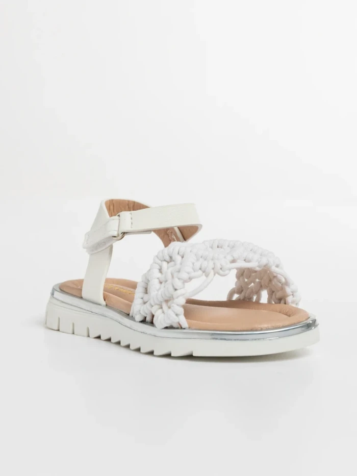 Sandale copii albe din material textil si piele ecologica Cabria