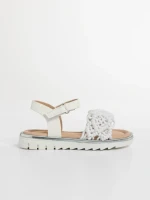 Sandale copii albe din material textil si piele ecologica Cabria