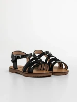 Sandale copii negre din piele ecologica Reneta