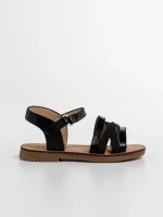 Sandale copii negre din piele ecologica Reneta