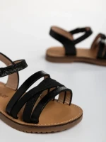 Sandale copii negre din piele ecologica Reneta