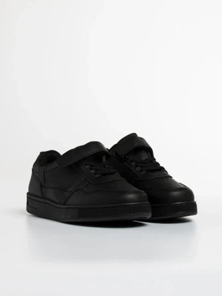 Pantofi sport copii negri din piele ecologica Navi