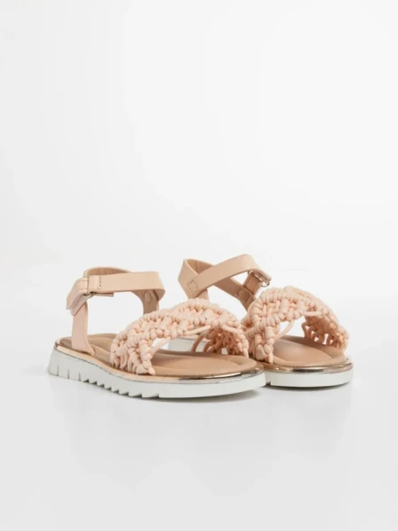 Sandale copii roz din material textil si piele ecologica Cabria
