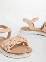 Sandale copii roz din material textil si piele ecologica Cabria