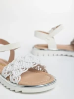 Sandale copii albe din material textil si piele ecologica Cabria
