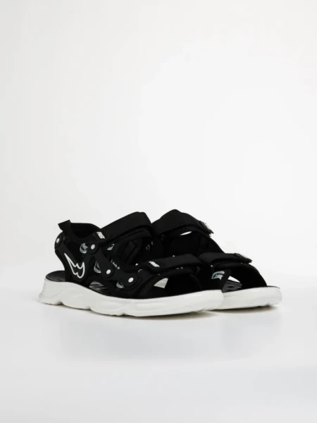 Sandale copii negre cu alb din material textil Piero