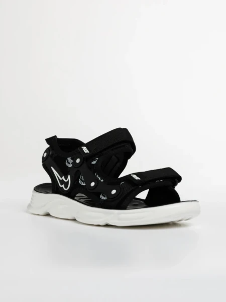 Sandale copii negre cu alb din material textil Piero
