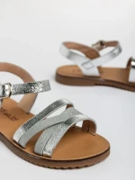 Sandale copii argintii din piele ecologica Reneta