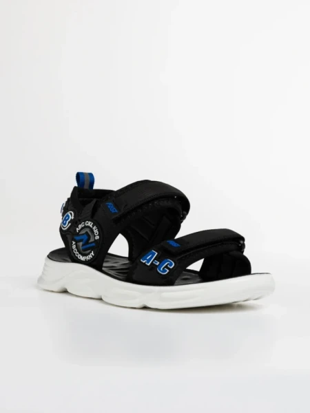 Sandale copii negre cu albastru din matrial textil Tadeo