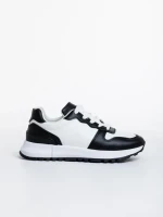 Pantofi sport dama albi cu negru din piele ecologica Lareina