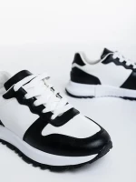 Pantofi sport dama albi cu negru din piele ecologica Lareina