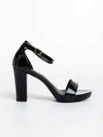 Sandale dama negre din piele ecologica lacuita Disha