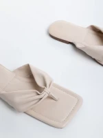 Papuci dama bej din piele ecologica Caela