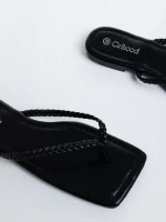 Papuci dama negri din piele ecologica Madlenka