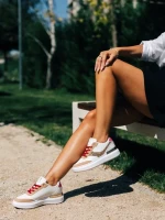 Pantofi sport dama albi cu auriu din piele ecologica Samya