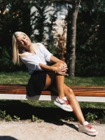 Pantofi sport dama albi cu auriu din piele ecologica Samya