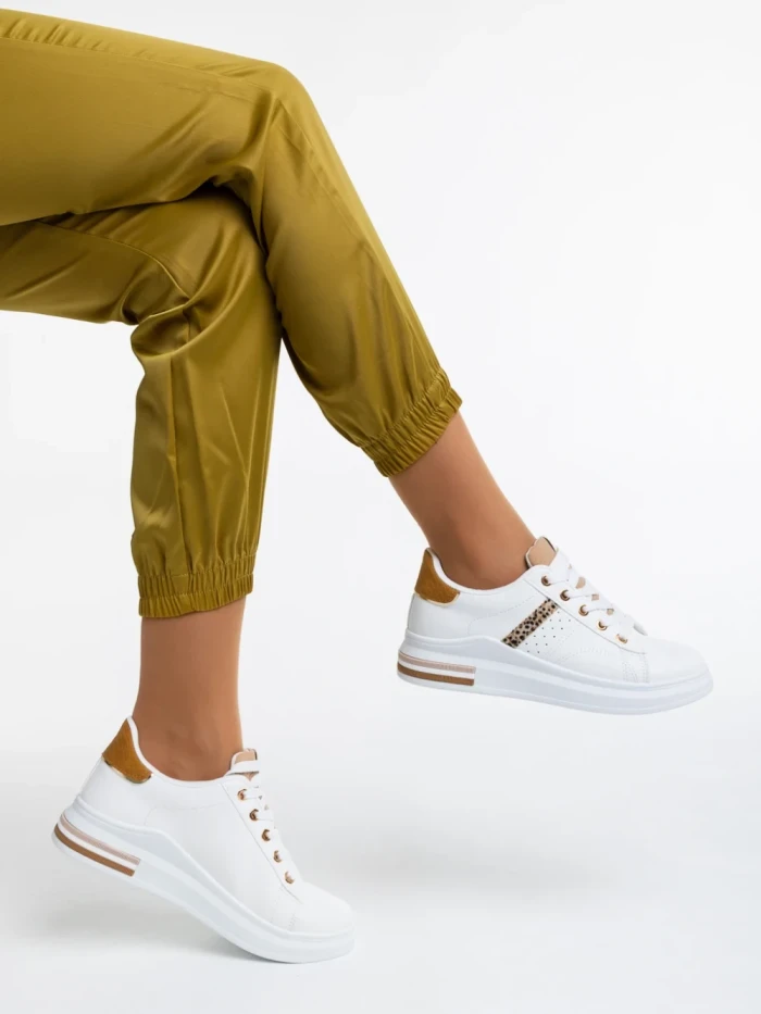 Pantofi sport dama albi din piele ecologica Sarena