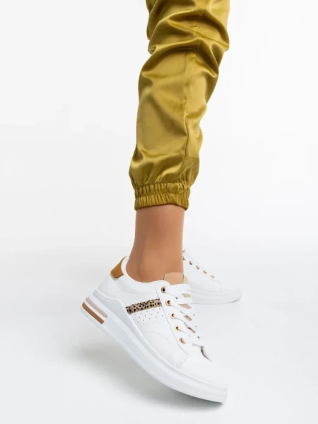 Pantofi sport dama albi din piele ecologica Sarena
